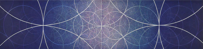 Sky Teacher, Kristin Reed, 2019, acrylic on canvas diptych, 18 x 72 in. / 45.72 x 182.88 cm.