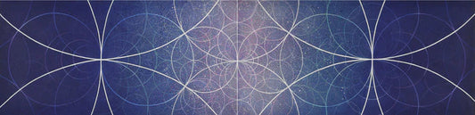 Sky Teacher, Kristin Reed, 2019, acrylic on canvas diptych, 18 x 72 in. / 45.72 x 182.88 cm.