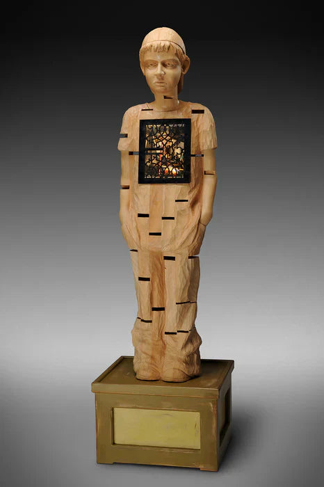 Remembrances, Jack Hill, 2017, carved wood, 63 x 12 x 10 in. / 160.02 x 30.48 x 25.4 cm.