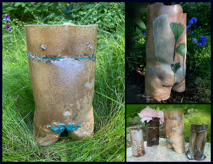 Life Transition Vessel, Adele ODowd, 2025, wood fired ceramic, 11 x 6 x 4 in. / 27.94 x 15.24 x 10.16 cm.