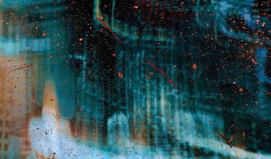image showing aesthetic blues blurry lights