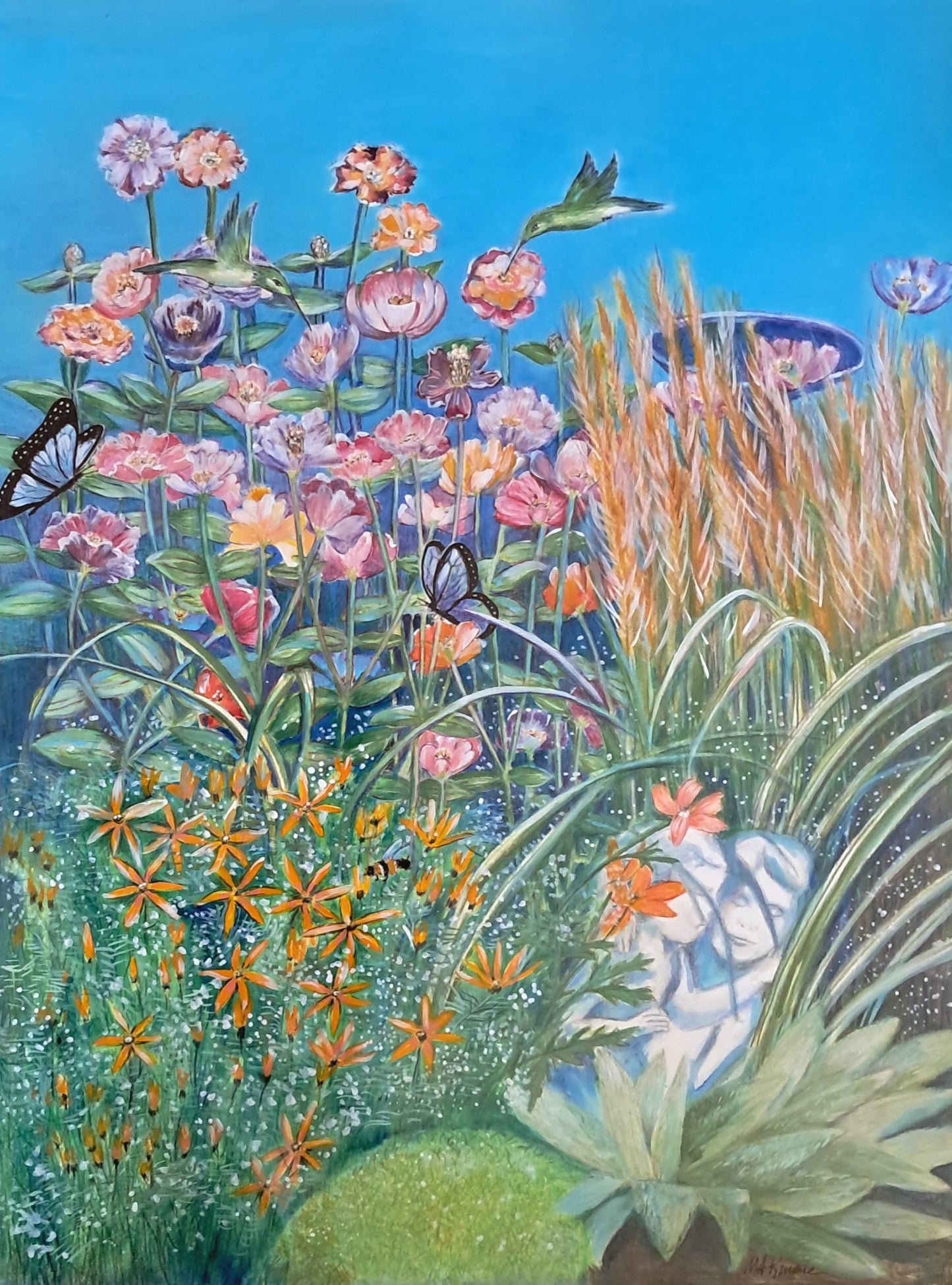 Summer Garden, 2023, watercolor and ink, 40 x 30 in. / 101.6 x 76.2 cm.