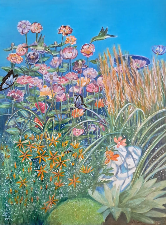 Summer Garden, 2023, watercolor and ink, 40 x 30 in. / 101.6 x 76.2 cm.