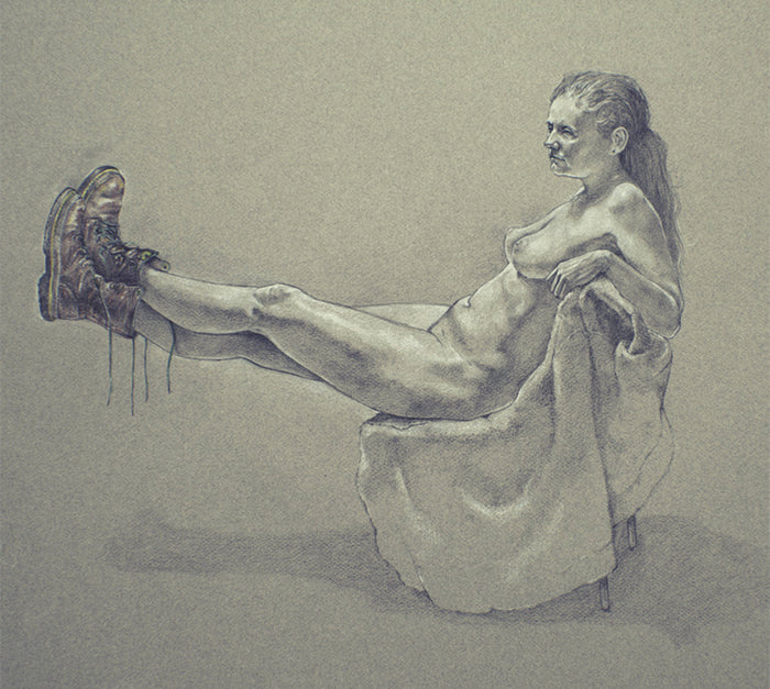 Life Study-Boots, 2023, prisma pencil, 15 x 17 in. / 38.1 x 43.18 cm.