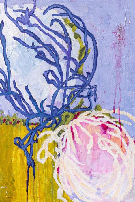 1 Plus 1, 2023, mixed media, 20 x 30 in. / 50.8 x 76.2 cm.