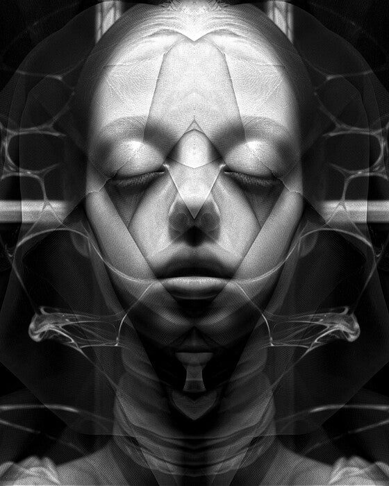 Fabric Portrait: No. 2,584 (Ex Tenebris Lux), 2024, mixed media, 20 x 16 in. / 50.8 x 40.64 cm.