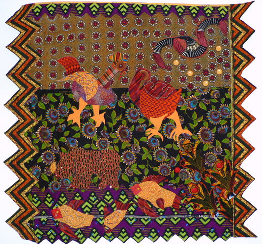 Love Birds (Guinea Hens), 2008, mixed media, 49 x 52 in. / 124.46 x 132.08 cm.