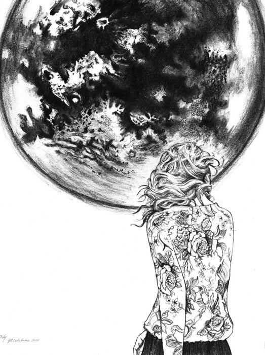 Titan - Eyes Have Not Seen, 2021, graphite pencil on paper, 16 x 20 in. / 40.64 x 50.8 cm.