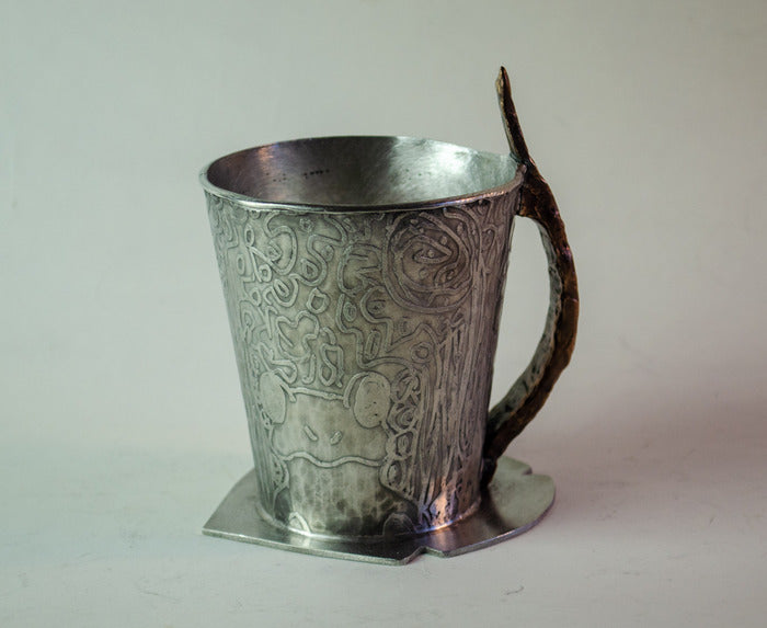 Frog Cup, 2024, pewter & bronze, 7 x 5 x 5 in. / 17.78 x 12.7 x 12.7 cm.