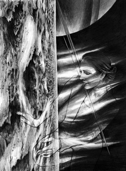 Enceladus - Light of the World, 2022, graphite pencil on paper, 20 x 16 in. / 50.8 x 40.64 cm.