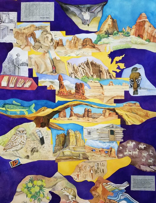 A Different World (Arches NP), 2020, watercolor with mixed media, 48 x 36 in. / 121.92 x 91.44 cm.