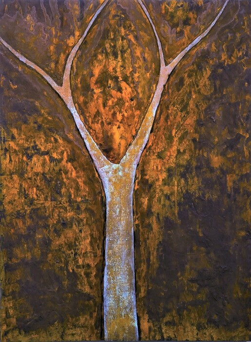 Radiant Tree, 2018, metal effects paint, 48 x 36 in. / 121.92 x 91.44 cm.