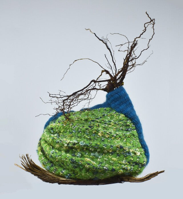 Taking Root, 2021, three-dimensional hand woven sculpture, 11 x 9.5 x 6 in. / 27.94 x 24.13 x 15.24 cm.