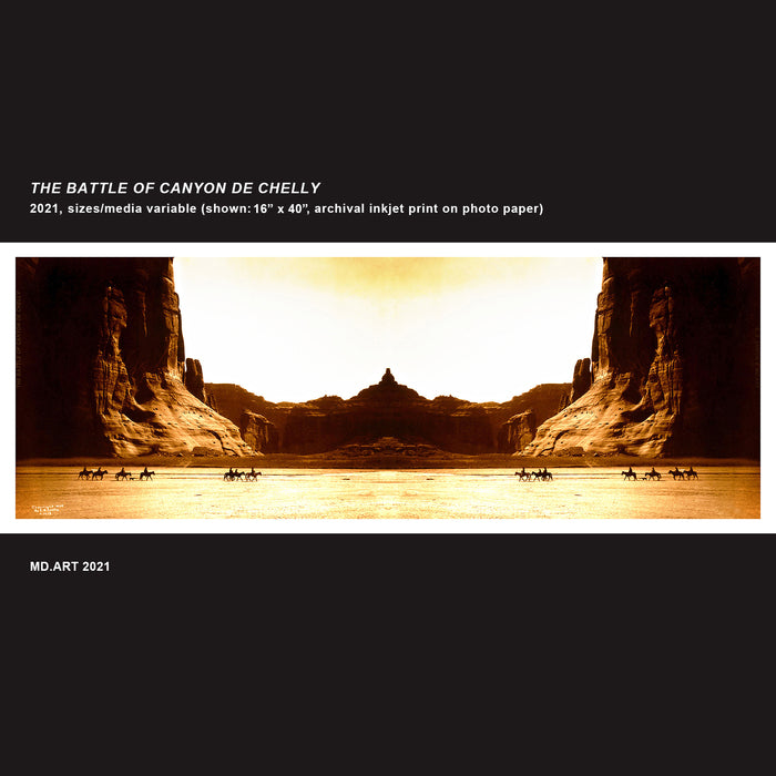 The Battle of Canyon de Chelly, 2021, giclee print on photo paper, 16 x 40 in. / 40.64 x 101.6 cm.