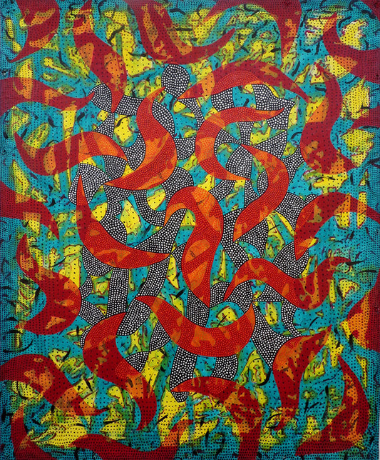 BOIL, 2021, acrylic on canvas tarpaulin, 60 x 72 in. / 23.6 x 28.3 cm.