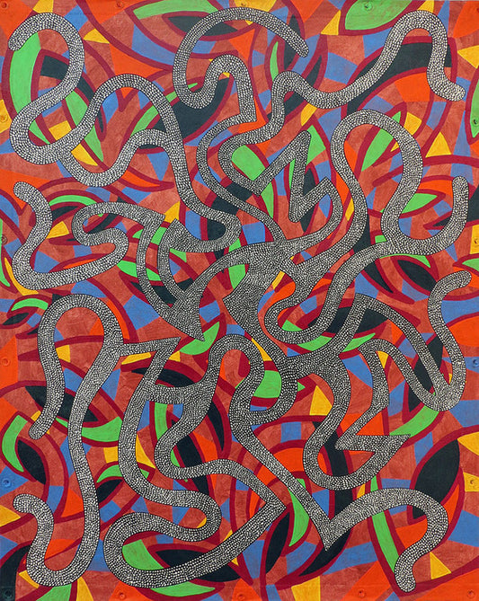 RIOT, 2019, acrylic on canvas tarpaulin, 60 x 48 in. / 152.4 x 121.92 cm.