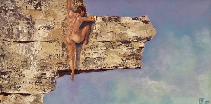 What Goes Up..., 2020, oil, 12 x 24 in. / 30.48 x 60.96 cm.