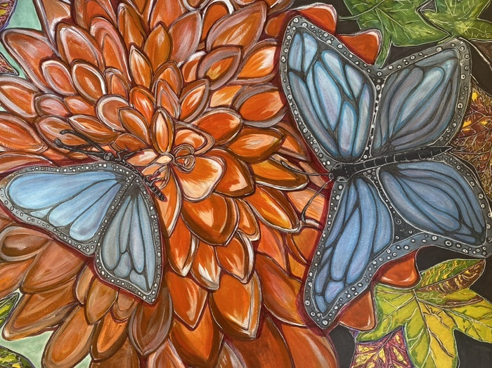 Butterfly Dance, 2022, acrylic and ink, 18 x 24 in. / 45.72 x 60.96 cm.