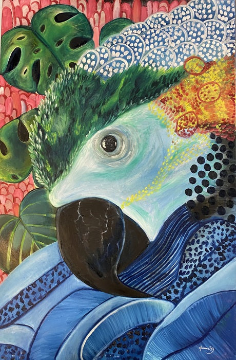 The Macaw, 2020, oil on canvas, 36 x 24 in. / 91.44 x 60.96 cm.