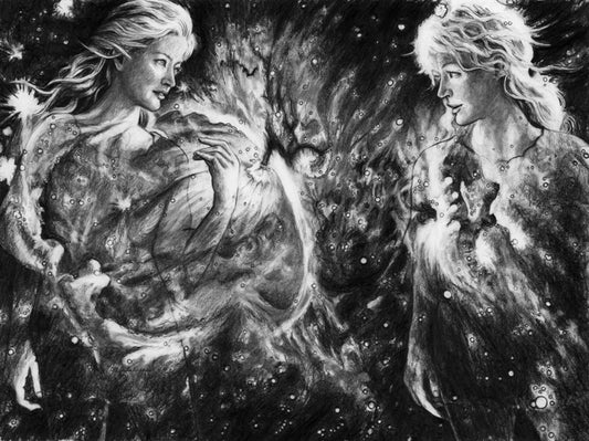 Time Warp - Parallel Worlds, 2023, graphite pencil on paper, 16 x 20 in. / 40.64 x 50.8 cm.