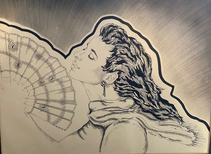My Biggest Fan, 1988, pen and ink, 22 x 18 in. / 55.88 x 45.72 cm.