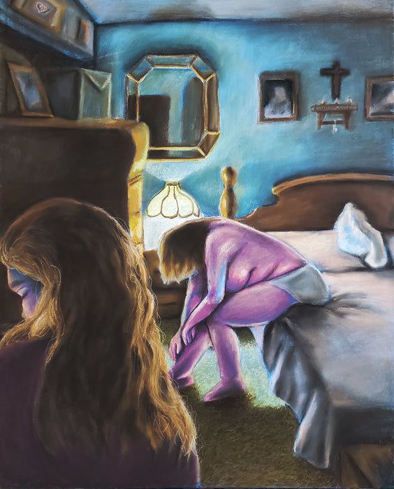 Mom and Me, 2022, mixed media on canvas, 24 x 30 in. / 60.96 x 76.2 cm.