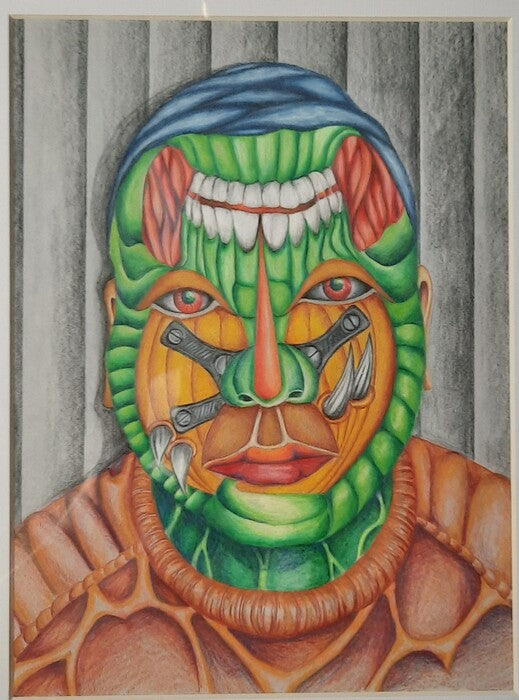 Self Reflection. I Think I'm Fine Now, 2022, colored pencil on paper, 10 x 12 in. / 25.4 x 30.48 cm.