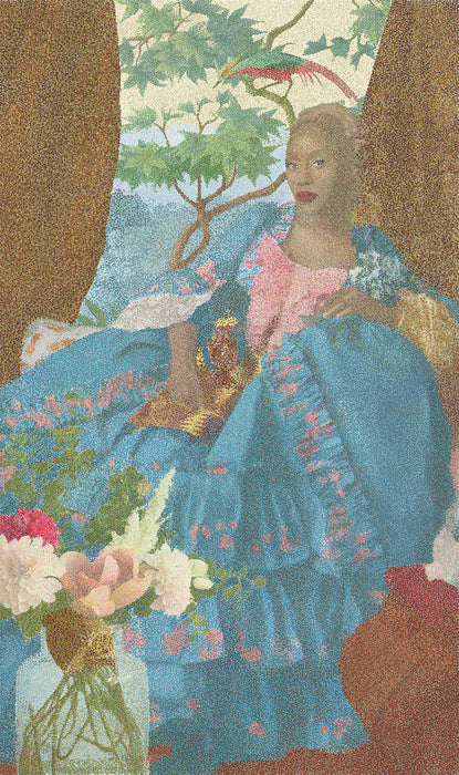 Queen Marie, 2022, micropointillism, 29 x 19 in. / 73.66 x 48.26 cm.
