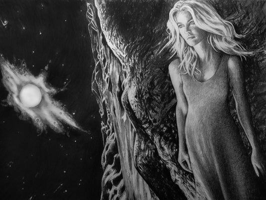 Out of the Shadows, 2024, graphite pencil on paper, 16 x 20 in. / 40.64 x 50.8 cm.