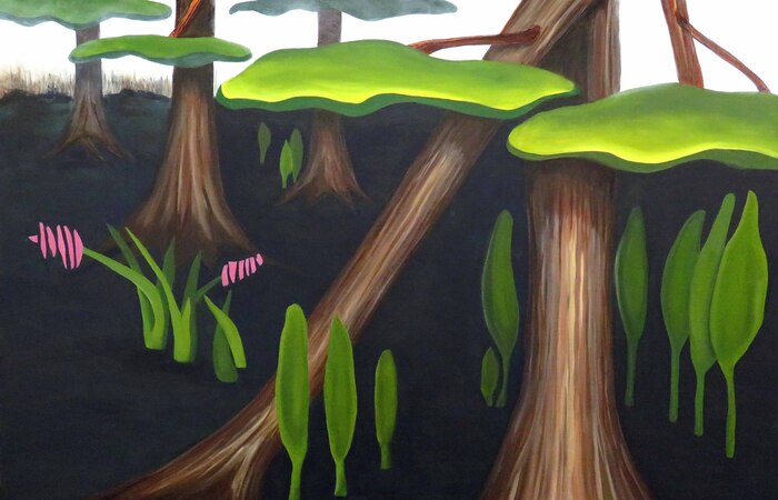 Flowers In The Cypress Swamp I, 2023, oil, 36 x 24 in. / 91.44 x 60.96 cm.