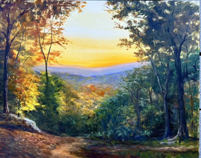 Shenandoah Glow, 2023, oil on canvas, 16 x 20 in. / 40.64 x 50.8 cm.