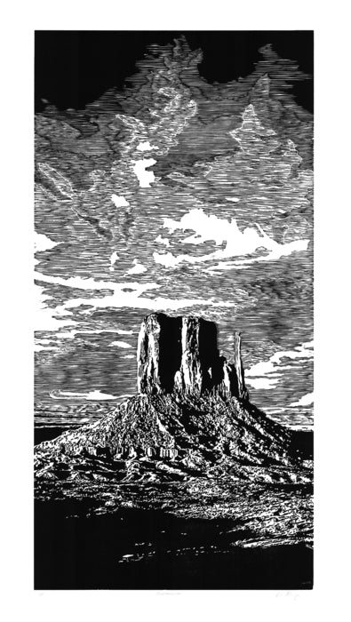 Monumental, 2024, woodcut, 72 x 36 in. / 182.88 x 91.44 cm.