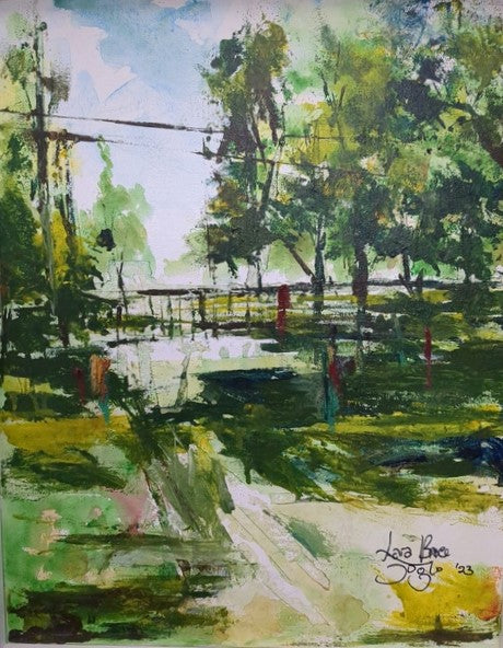 Peaceful Habitation, 2023, acrylic on canvas, 20 x 16 in. / 50.8 x 40.64 cm.