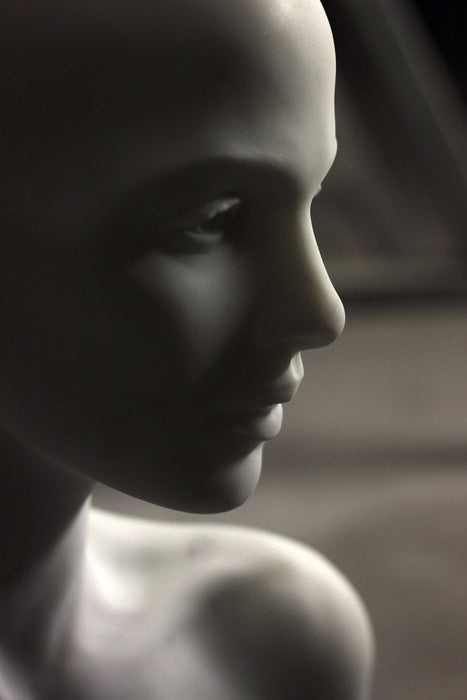 Untitled Bust, 2023, marble, 20 x 15 x 11 in. / 50.8 x 38.1 x 27.94 cm.