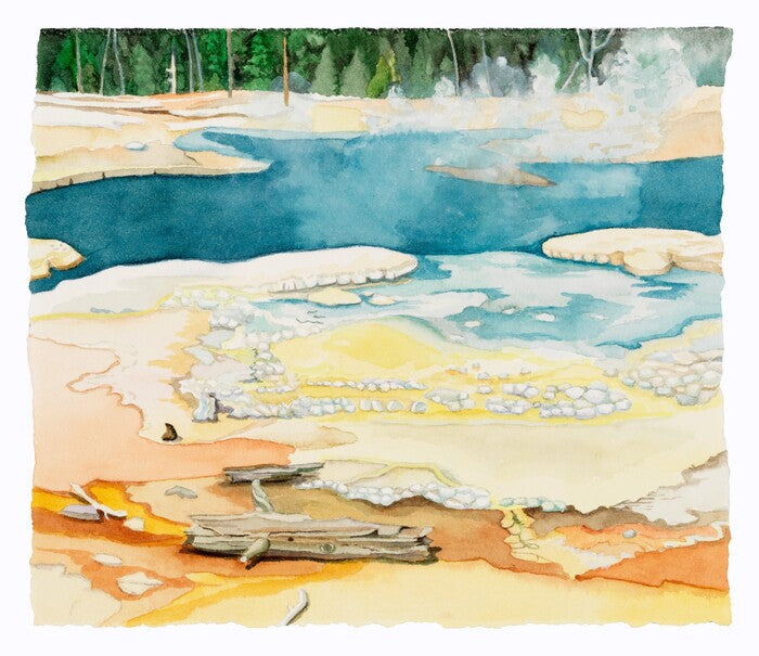 Yolky (Yellowstone NP), 2021, watercolor, 11 x 12 in. / 27.94 x 30.48 cm.