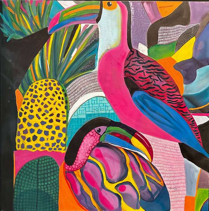 AI Paradise, 2023, mixed media, 36 x 36 in. / 91.44 x 91.44 cm.