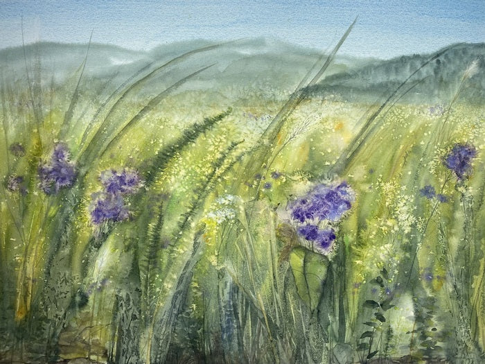 Lupines 2, 2023, watercolor, 22 x 30 in. / 55.88 x 76.2 cm.