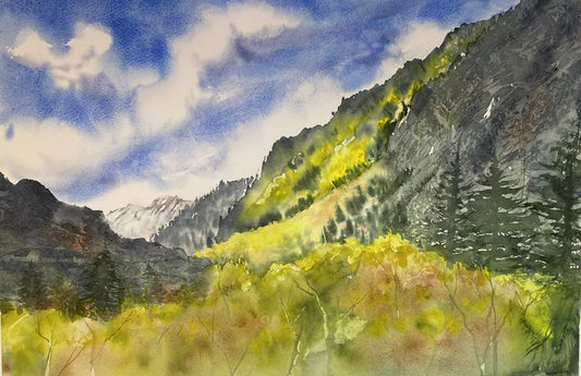 Utah Fall, 2023, watercolor, 15 x 22 in. / 38.1 x 55.88 cm.