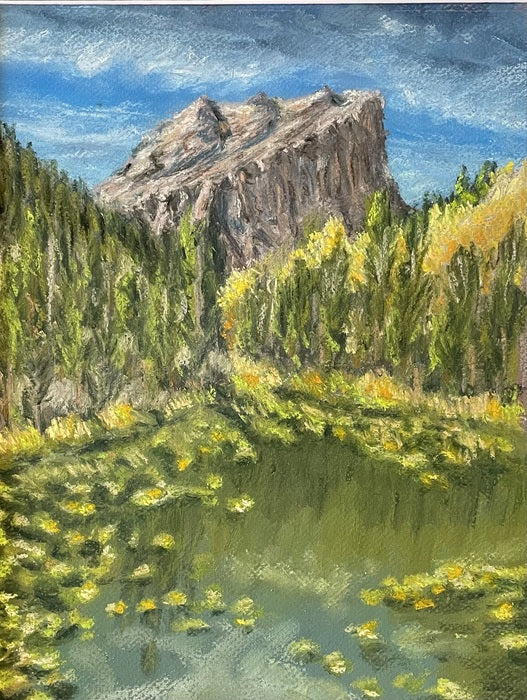 Fall in Rocky Mountain NP, 2023, soft pastels, 14 x 11 in. / 35.56 x 27.94 cm.