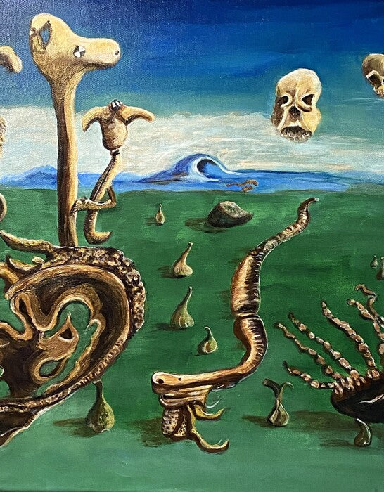 What is Left of the Sea Creatures, 2022, acrylic, 20 x 26 in. / 50.8 x 66.04 cm.