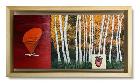 Panton/ Birches/ Heart, 2023, acrylic, 16 x 28 in. / 40.64 x 71.12 cm.