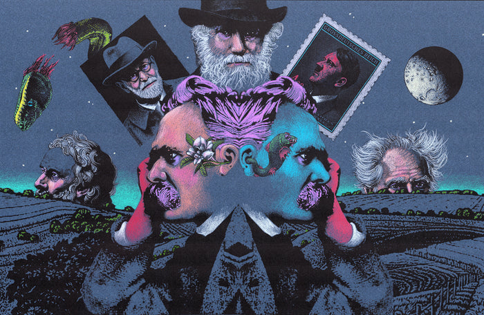 A Friedrich Nietzsche Night, 2025, mixed media monoprint, 37 x 46 in. / 93.98 x 116.84 cm.