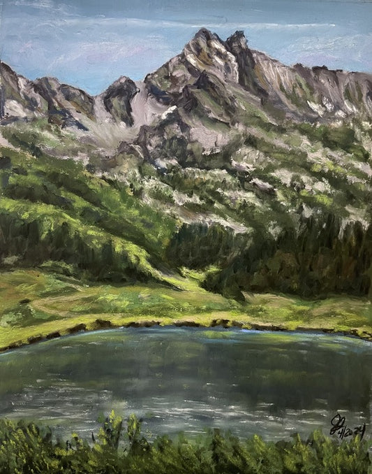 Summer in Vail, 2024, pastels, 14 x 11 in. / 35.56 x 27.94 cm.