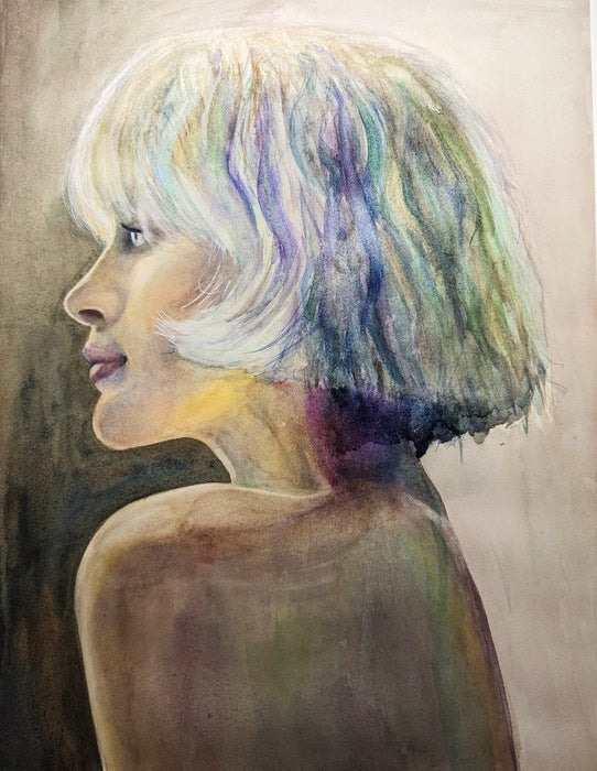 Herself, 2023, watercolor, 14 x 20 in. / 35.56 x 50.8 cm.