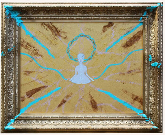 Gold Aura, 2022, acrylic on panel framed canvas, 31 x 25 in. / 78.74 x 63.5 cm.