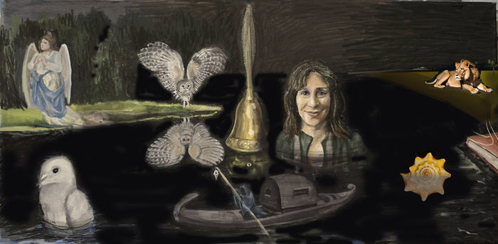 Leslie Harris Crosses Over, 2024, mixed media, 12 x 24 in. / 30.48 x 60.96 cm.