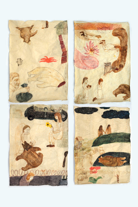 Bear Hunt, 2017, gauche and watercolor on rice paper, 32 x 24 in. / 81.28 x 60.96 cm.