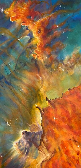 On The Edge Of The Carina Nebula, 2016, oil on canvas, 48 x 24 in. / 121.92 x 60.96 cm.