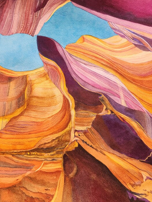 Thrust (Antelope Canyon), 2024, watercolor, 17 x 15 in. / 43.18 x 38.1 cm.