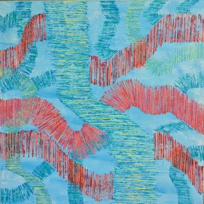 Tubes, 2017, acrylic on canvas, 36 x 36 in. / 91.44 x 91.44 cm.